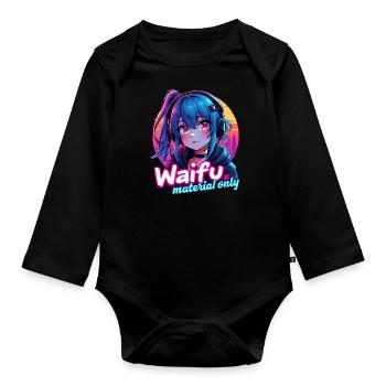 WAIFU MATERIAL ONLY - VAPORWAVE GAMERGIRL - Baby Bio-Langarm-Body - Schwarz - Vorne