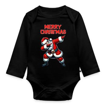 Fröhliche Weihnachten: Tanzender Santa Claus - Baby Bio-Langarm-Body - Schwarz - Vorne