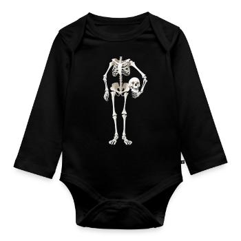 Costume de squelette drôle Halloween carnaval sans tête - Body Bébé bio manches longues - noir - Devant