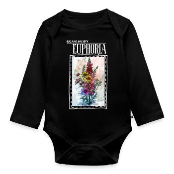 Euphoria Flowers Design - Escape Society - Organic Longsleeve Baby Bodysuit - black - Front