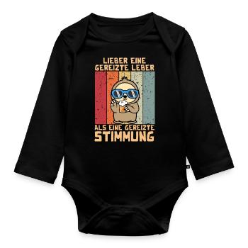 Lieber eine gereizte Leber als gereizte Stimmung - Baby Bio-Langarm-Body - Schwarz - Vorne