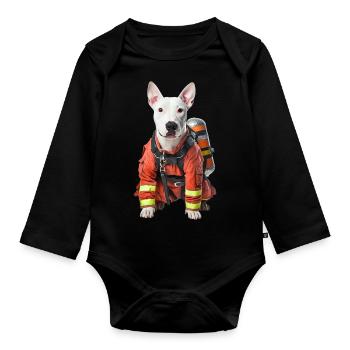 Bullterrier - Baby Bio-Langarm-Body - Schwarz - Vorne