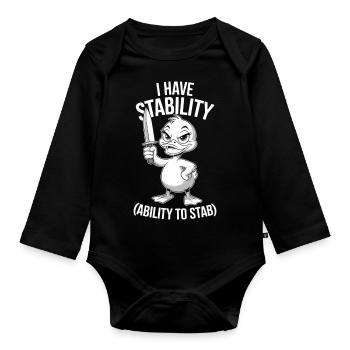 Dark humor duck with knife - Organic Longsleeve Baby Bodysuit - black - Front