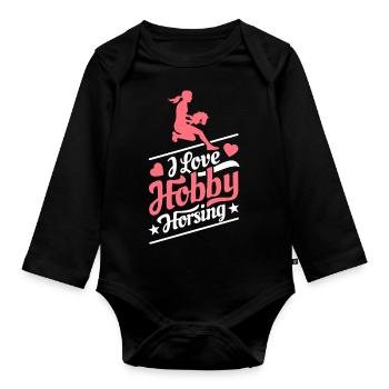 J’aime Hobby Horsing - Coeur - Hobby - Body Bébé bio manches longues - noir - Devant