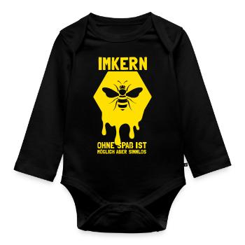 Hobbyimker Imker Bienen Flüsterer Imkern Honig - Baby Bio-Langarm-Body - Schwarz - Vorne