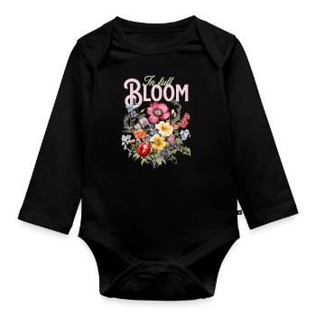 En pleine floraison – Passion florale - Body Bébé bio manches longues - noir - Devant