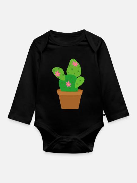 Kaktus - Baby Bio-Langarm-Body - Schwarz
