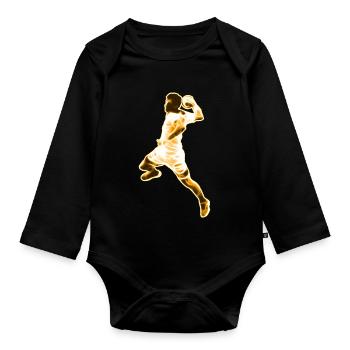 Handball Handballer - Design - Body Bébé bio manches longues - noir - Devant