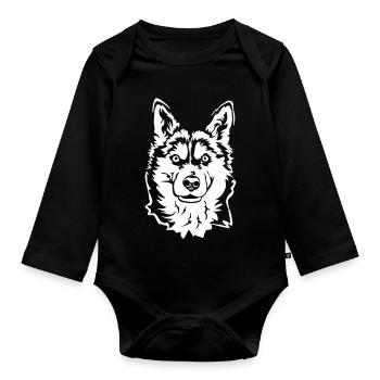 Husky Tête « Black Edition » - Body Bébé bio manches longues - noir - Devant