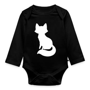 Verspieltes Fuchs Silhouetten Design - Baby Bio-Langarm-Body - Schwarz - Vorne