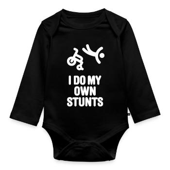 Wheelchair Racing Wheelchair I do my own stunts - Organic Longsleeve Baby Bodysuit - black - Front