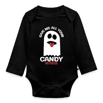 Donnez-moi tous vos bonbons - pas de police - Body Bébé bio manches longues - noir - Devant