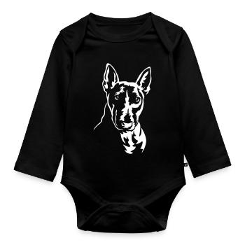 Bull Terrier Head "Black Edition" - Organic Longsleeve Baby Bodysuit - black - Front