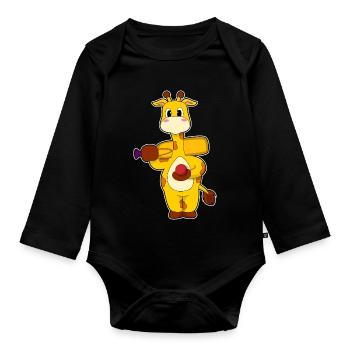 Giraffe Cricket Cricket Raquette - Body Bébé bio manches longues - noir - Devant