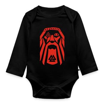 Wikingerkrieger (rot) - Baby Bio-Langarm-Body - Schwarz - Vorne