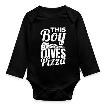 Pizza Boy - Organic Longsleeve Baby Bodysuit - black - Front