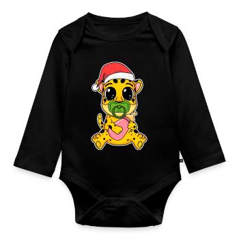 Guépard bébé Noël Noël enfant en bas âge - Body Bébé bio manches longues - noir - Devant