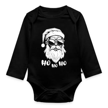 Chill Santa with sunglasses HoHoHo - Organic Longsleeve Baby Bodysuit - black - Front