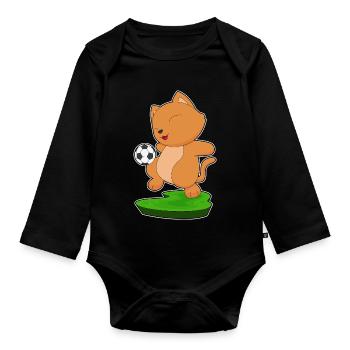Chat Joueur De Football Football - Body Bébé bio manches longues - noir - Devant