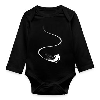 Piste de ski, Après-ski, Sports d’hiver, Vacances au ski - Body Bébé bio manches longues - noir - Devant