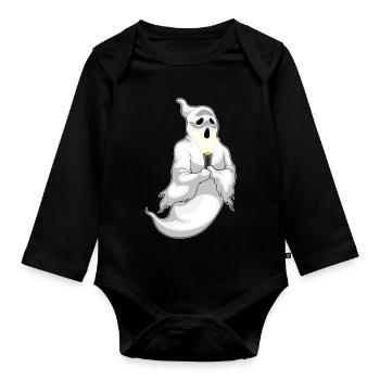 Ghost Halloween Flashlight - Organic Longsleeve Baby Bodysuit - black - Front