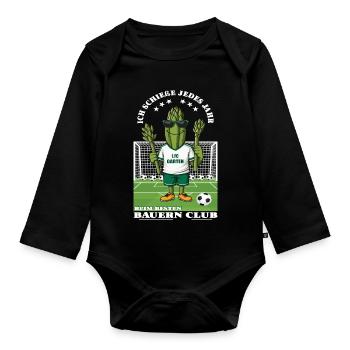 1.FC Garten Spargel Verein - Baby Bio-Langarm-Body - Schwarz - Vorne