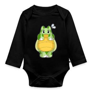Tortue mignonne - Body Bébé bio manches longues - noir - Devant