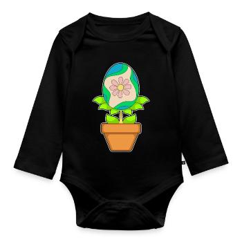 Plantez un œuf de Pâques - Body Bébé bio manches longues - noir - Devant