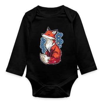 Fuchs und Sternenhimmel - Baby Bio-Langarm-Body - Schwarz - Vorne