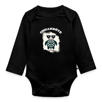 Chill Toad Turtle - Organic Longsleeve Baby Bodysuit - black - Front