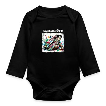 Chill Toad Turtle - Organic Longsleeve Baby Bodysuit - black - Front