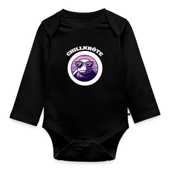 Chill Toad Turtle - Organic Longsleeve Baby Bodysuit - black - Front