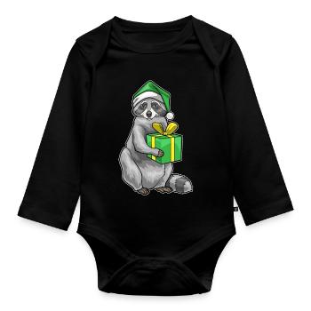 Forfait Noël raton laveur - Body Bébé bio manches longues - noir - Devant