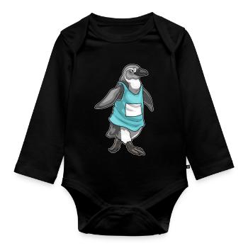 Penguin Jogger Jogging Sport - Organic Longsleeve Baby Bodysuit - black - Front