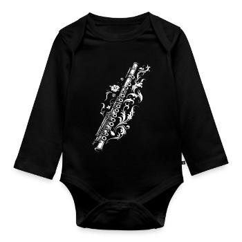Flöte Zeichnung - Baby Bio-Langarm-Body - Schwarz - Vorne