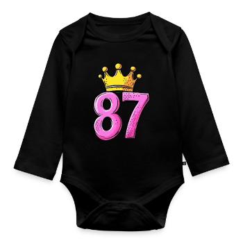 87 Numéro Jersey Couronne - Body Bébé bio manches longues - noir - Devant
