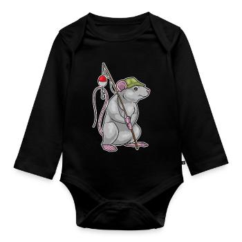 Canne à pêche pour pêcheurs rats Canne à pêche - Body Bébé bio manches longues - noir - Devant