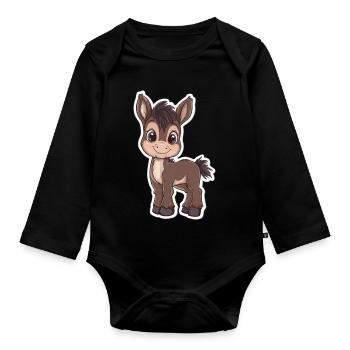 donkey - Organic Longsleeve Baby Bodysuit - black - Front