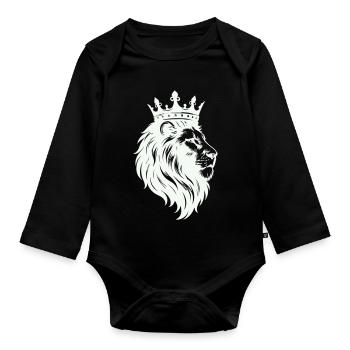 Couronne du Roi Lion - Body Bébé bio manches longues - noir - Devant