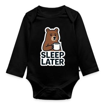 Bär Ruhiger Schlaf Später Illustration - Baby Bio-Langarm-Body - Schwarz - Vorne