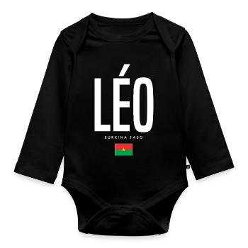 Leo Burkina Faso - Organic Longsleeve Baby Bodysuit - black - Front