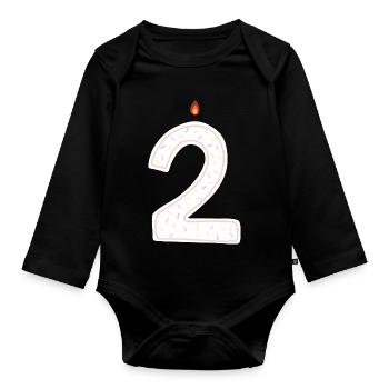 Bougie d’anniversaire numéro deux graphique - Body Bébé bio manches longues - noir - Devant