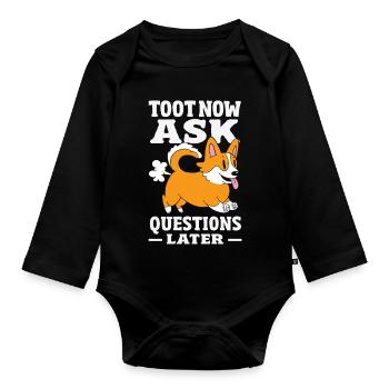 Public Fart Funny Inappropriate - Organic Longsleeve Baby Bodysuit - black - Front