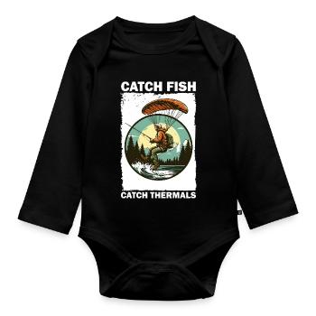 Abenteuerlicher Angler mit Klimmbrett - Baby Bio-Langarm-Body - Schwarz - Vorne