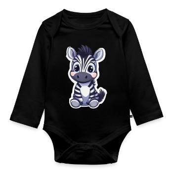 Zebra - Organic Longsleeve Baby Bodysuit - black - Front