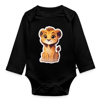 Lion - Body Bébé bio manches longues - noir - Devant