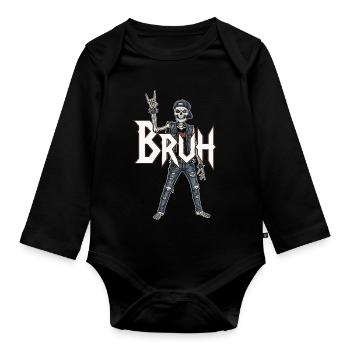 Bruh Skeleton Wippe - Baby Bio-Langarm-Body - Schwarz - Vorne