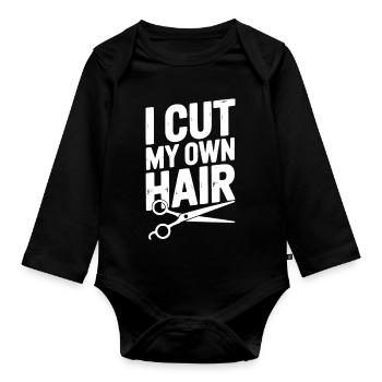 Je me coupe les cheveux moi-même - Body Bébé bio manches longues - noir - Devant