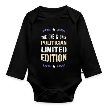 Der Einzige Politiker Limited Edition - Baby Bio-Langarm-Body - Schwarz - Vorne