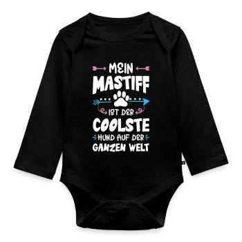 mastiff hund spruch - Baby Bio-Langarm-Body - Schwarz - Vorne